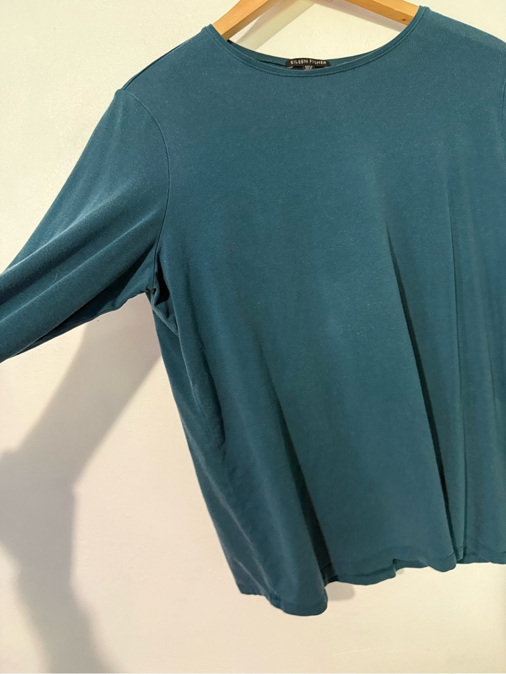 Eileen Fisher Teal Long Sleeve Crewneck Top - Picture 4 of 7
